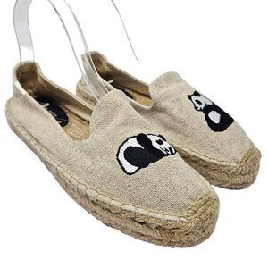 Soludos x Jason Polan Panda Espadrilles Flats Shoes Beige Women’s Size 8 Canvas